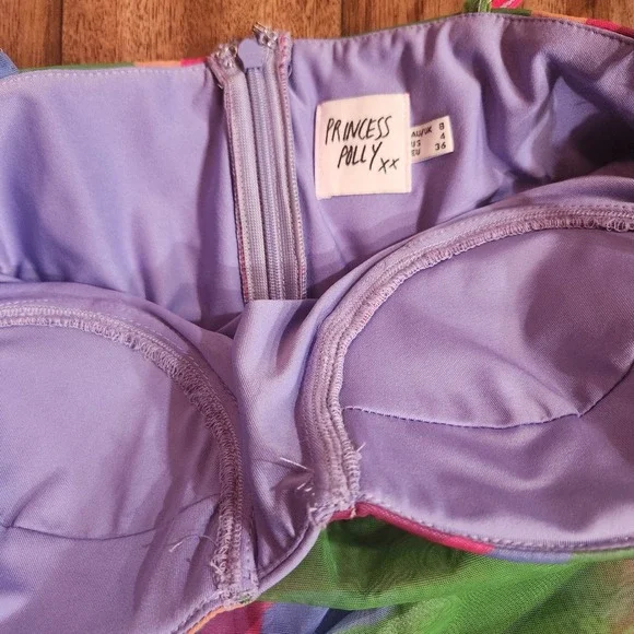 Princess Polly Ruched Mesh Bodycon Mini Dress‎ Abstract Print Strappy - Picture 5 of 9